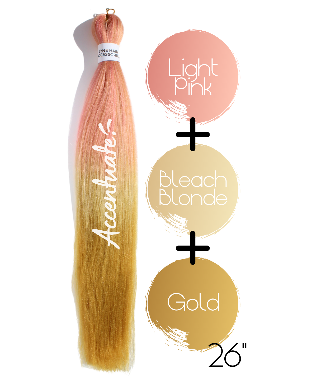 26" Light Pink / Bleach Blonde / Gold Pre-Stretched Ombré Hair Extension