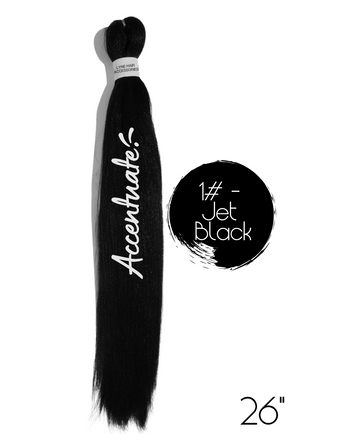 26" Plain 1# - Jet Black Pre-Stretched Hair Extension