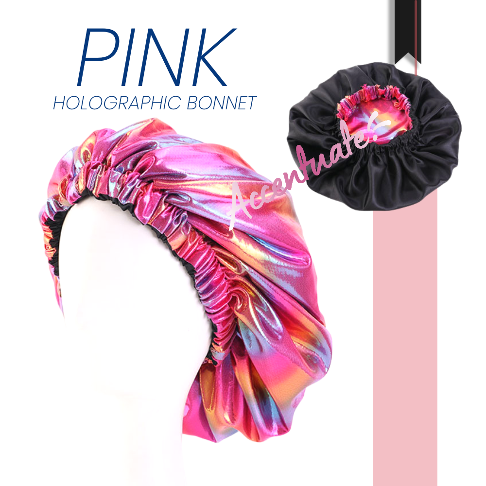 Pink Holographic Reversible Bonnet (Adult Size)