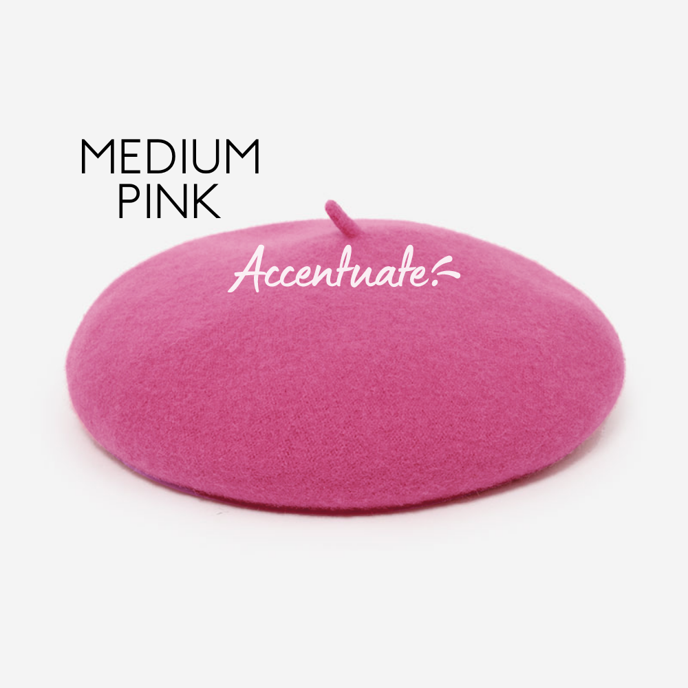 Medium Pink Plain Beret (Adult Size)