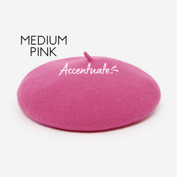 Medium Pink Plain Beret (Adult Size)