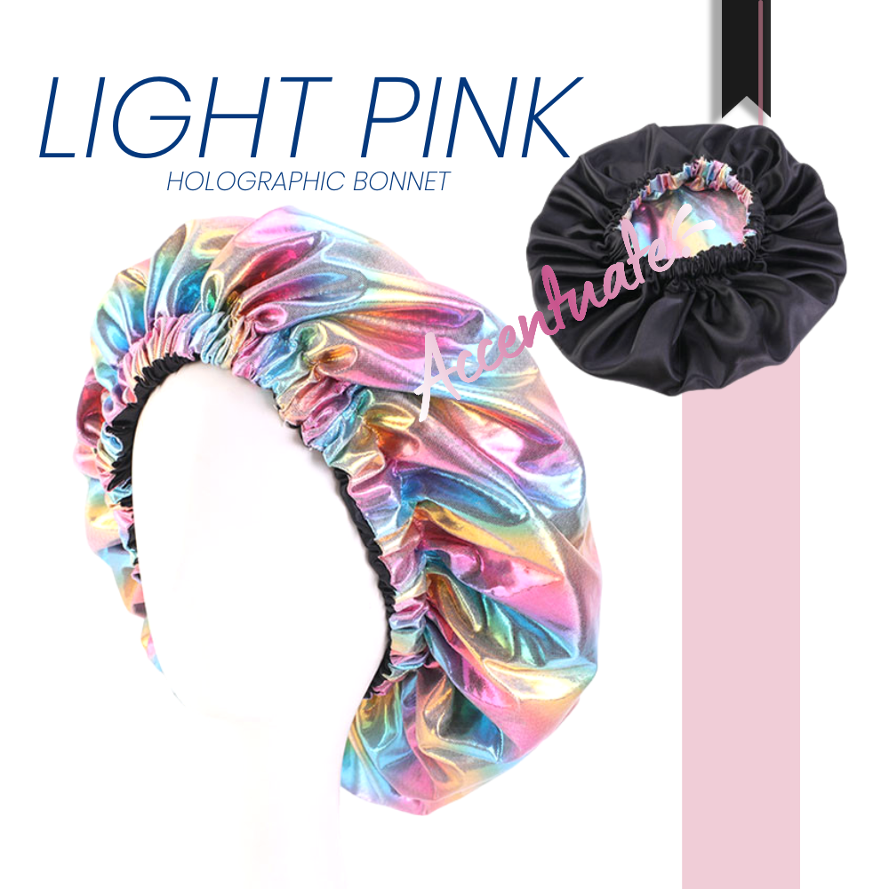 Light Pink Holographic Reversible Bonnet (Adult Size)