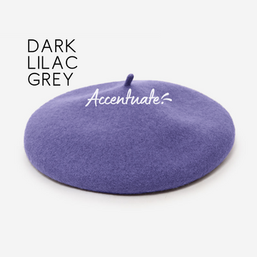 Dark Lilac Grey Plain Beret (Adult Size)