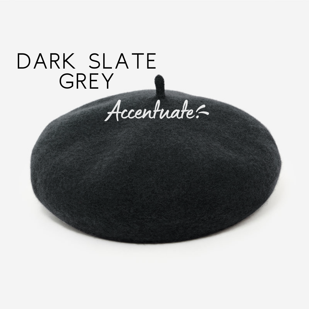 Dark Slate Grey Plain Beret (Adult Size)