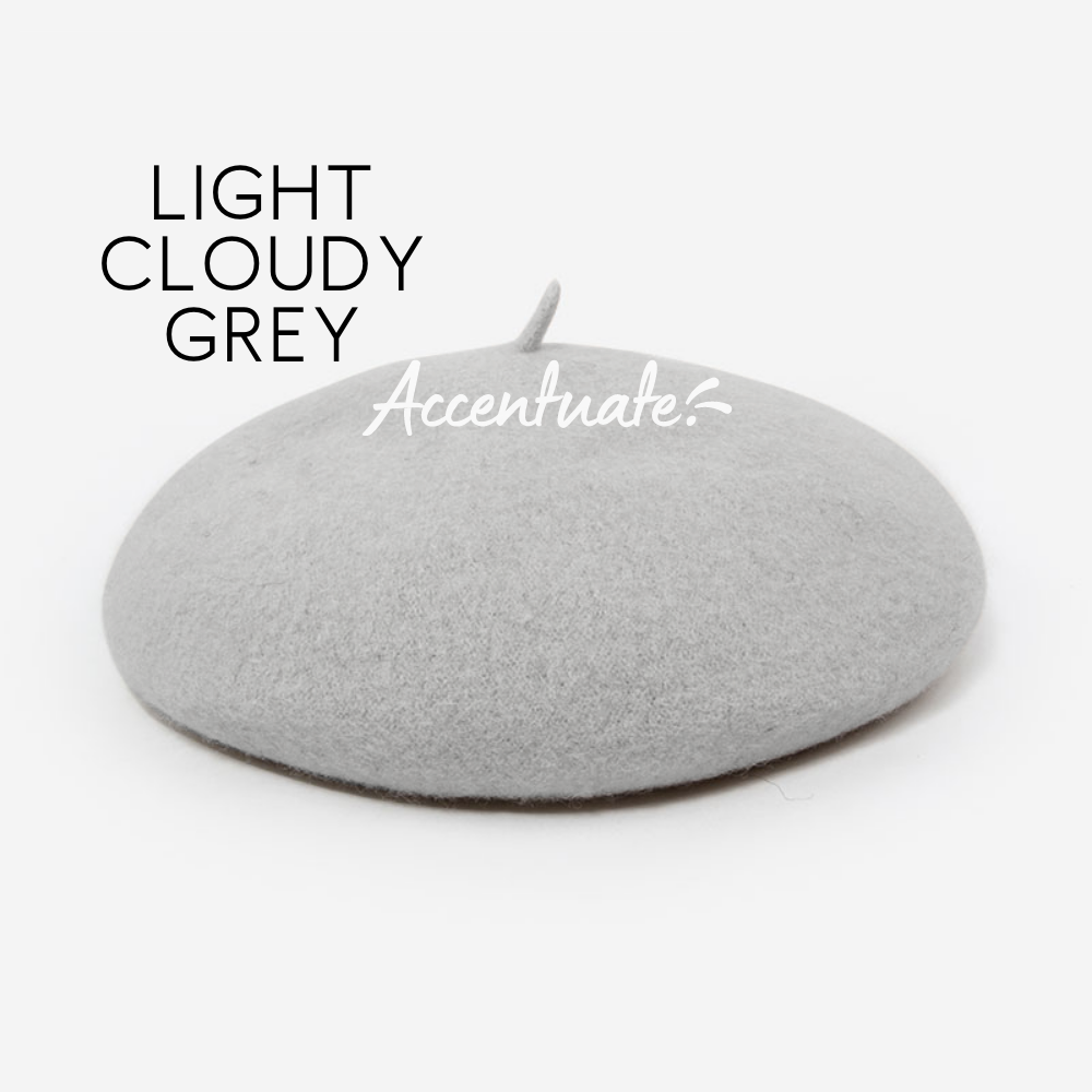 Light Cloudy Grey Plain Beret (Adult Size)