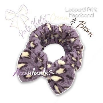 Pale Violet, Cream & Brown Leopard Print Spa Headband