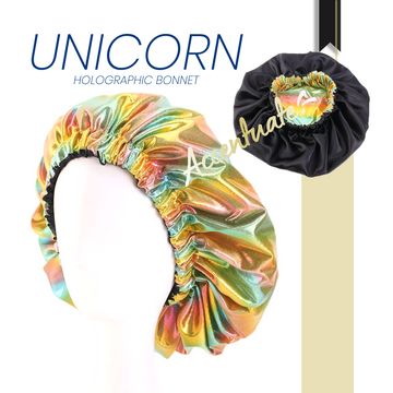 Unicorn Holographic Reversible Bonnet (Adult Size)