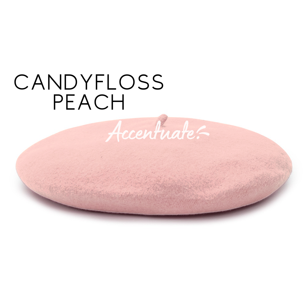 Candyfloss Peach Pink Plain Beret (Adult Size)