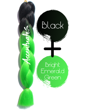 24" Black + Bright Emerald Green Ombré Jumbo Braid Hair Extension