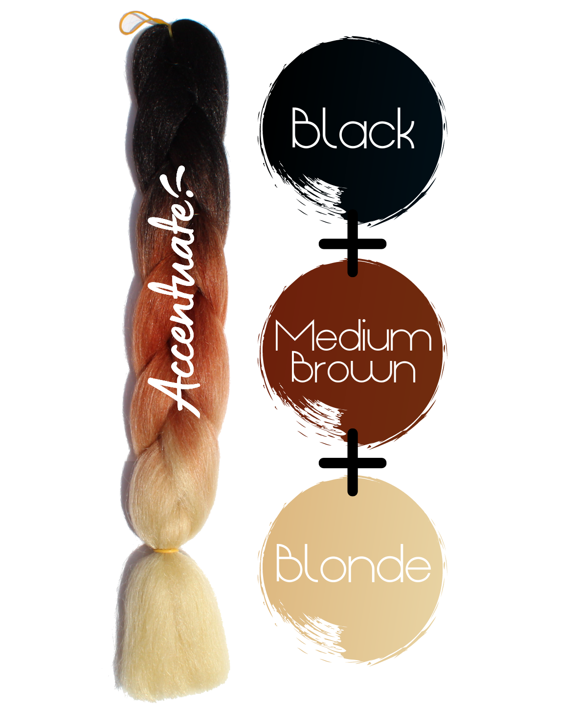 24" Black + Medium Brown + Blonde Ombré Jumbo Braid Hair Extension