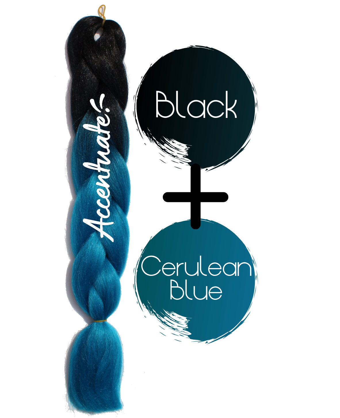 24" Black + Cerulean Blue Ombré Jumbo Braid Hair Extension