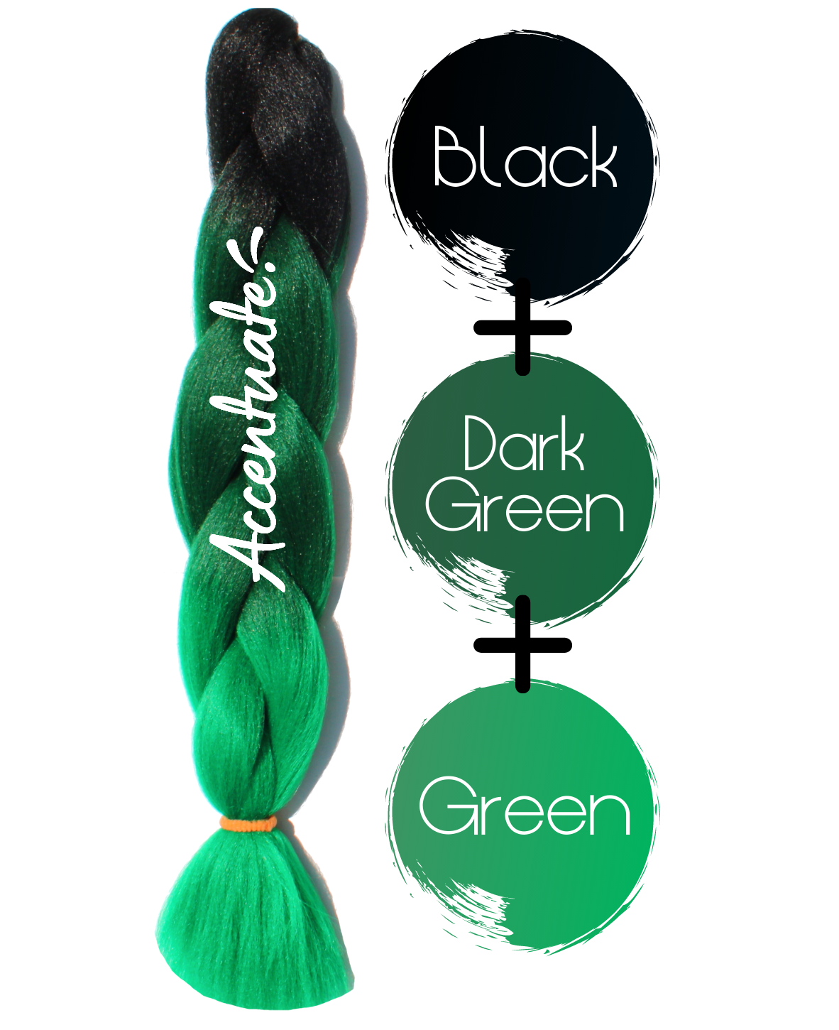 24" Black + Dark Green + Green Ombré Jumbo Braid Hair Extension