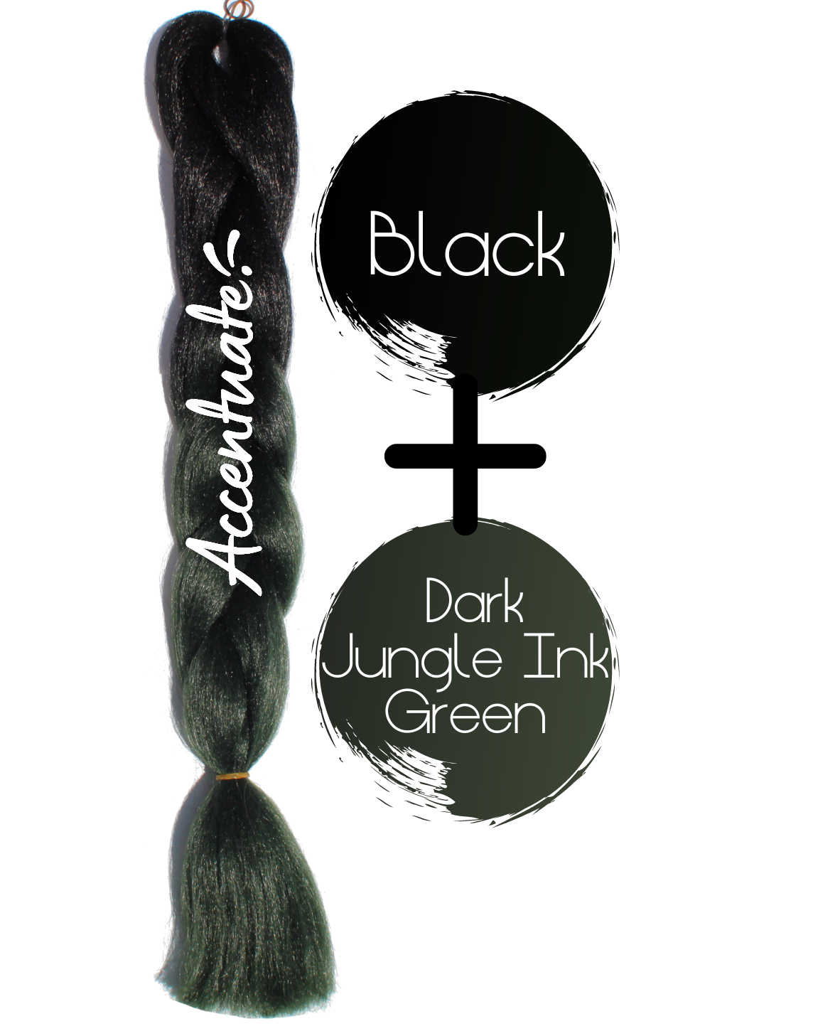 24" Black + Dark Jungle Ink Green Ombré Jumbo Braid Hair Extension