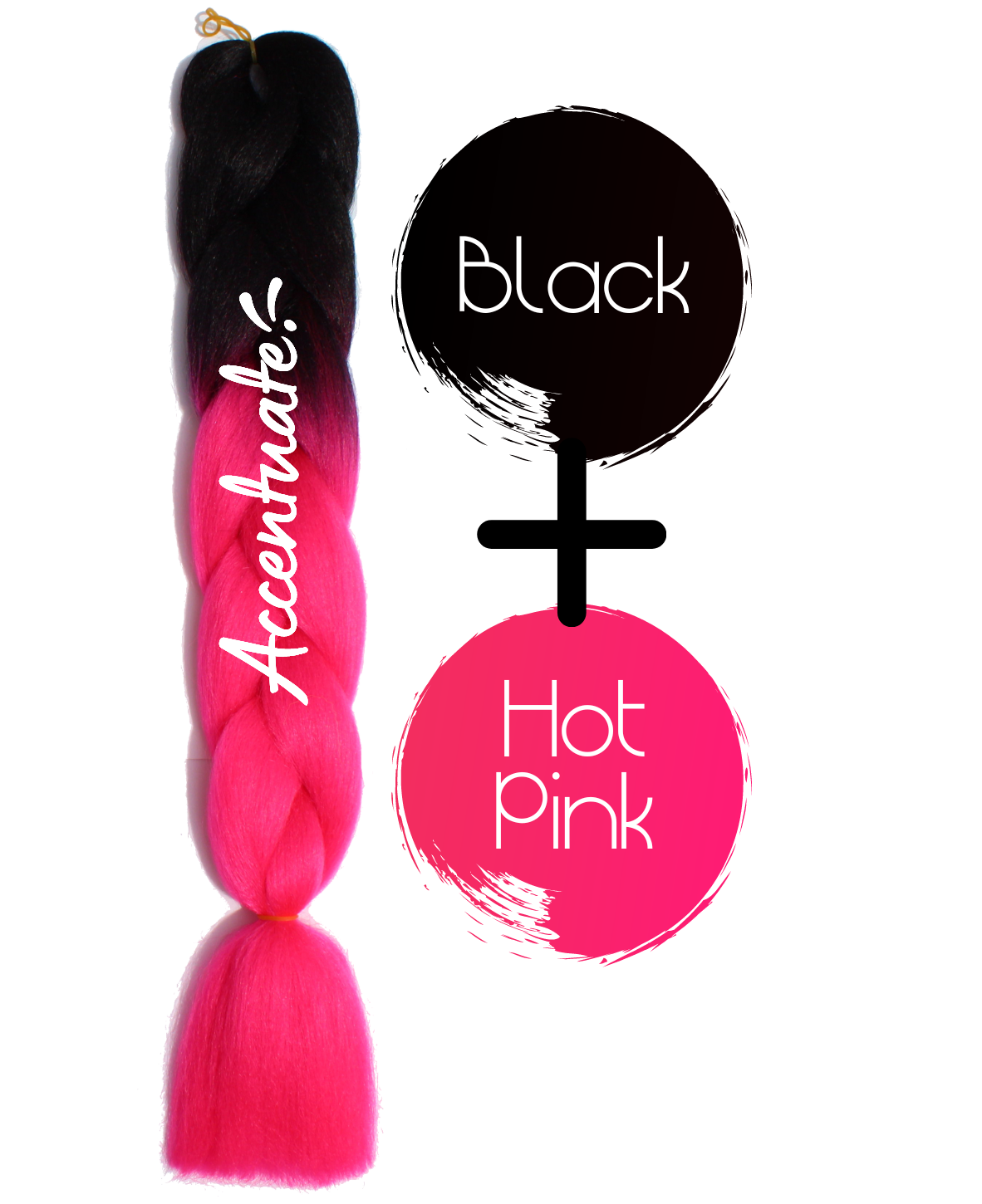 24" Black + Hot Pink Ombré Jumbo Braid Hair Extension