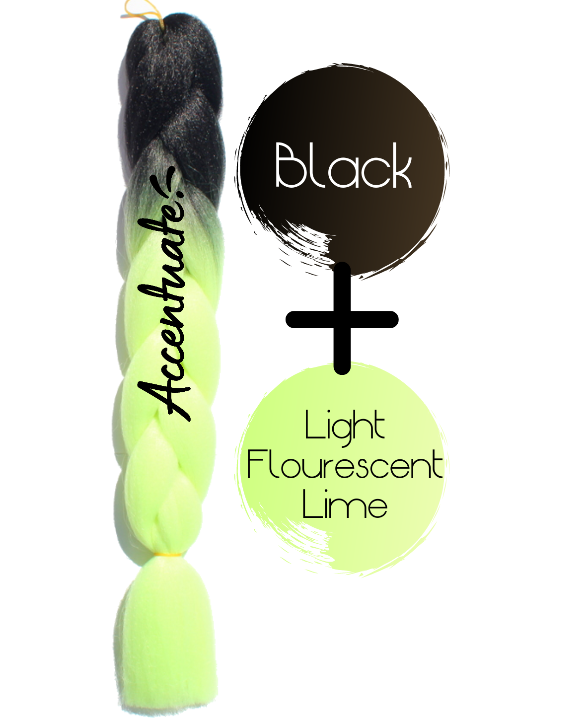 24" Black + Light Fluorescent Lime Ombré Jumbo Braid Hair Extension