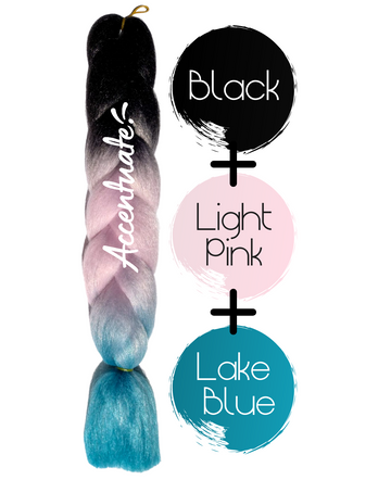 24" Black + Light Pink + Lake Blue Ombré Jumbo Braid Hair Extension