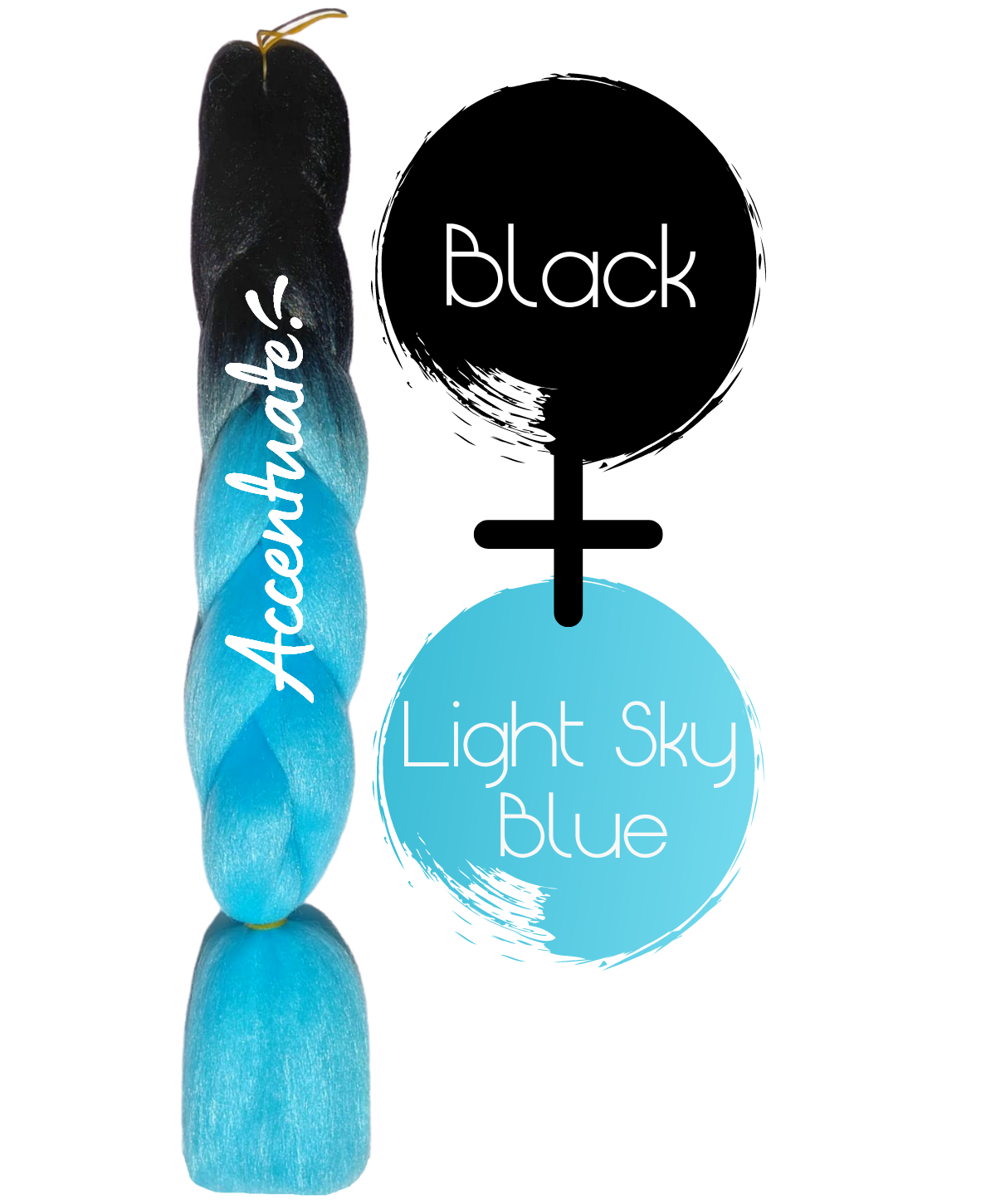 24" Black + Light Sky Blue Ombré Jumbo Braid Hair Extension