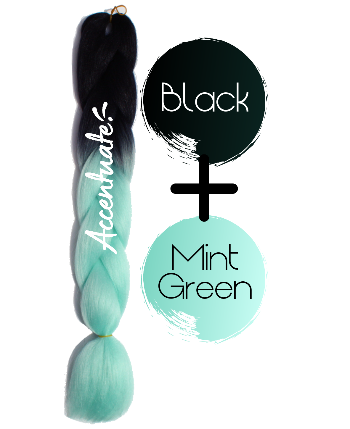 24" Black + Mint Green Ombré Jumbo Braid Hair Extension