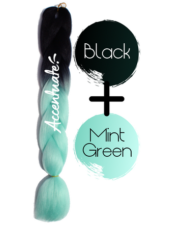 24" Black + Mint Green Ombré Jumbo Braid Hair Extension