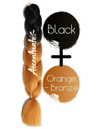 24" Black + Orange Bronze Ombré Jumbo Braid Hair Extension