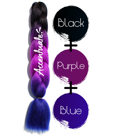 24" Black + Purple + Dark Blue Ombré Jumbo Braid Hair Extension