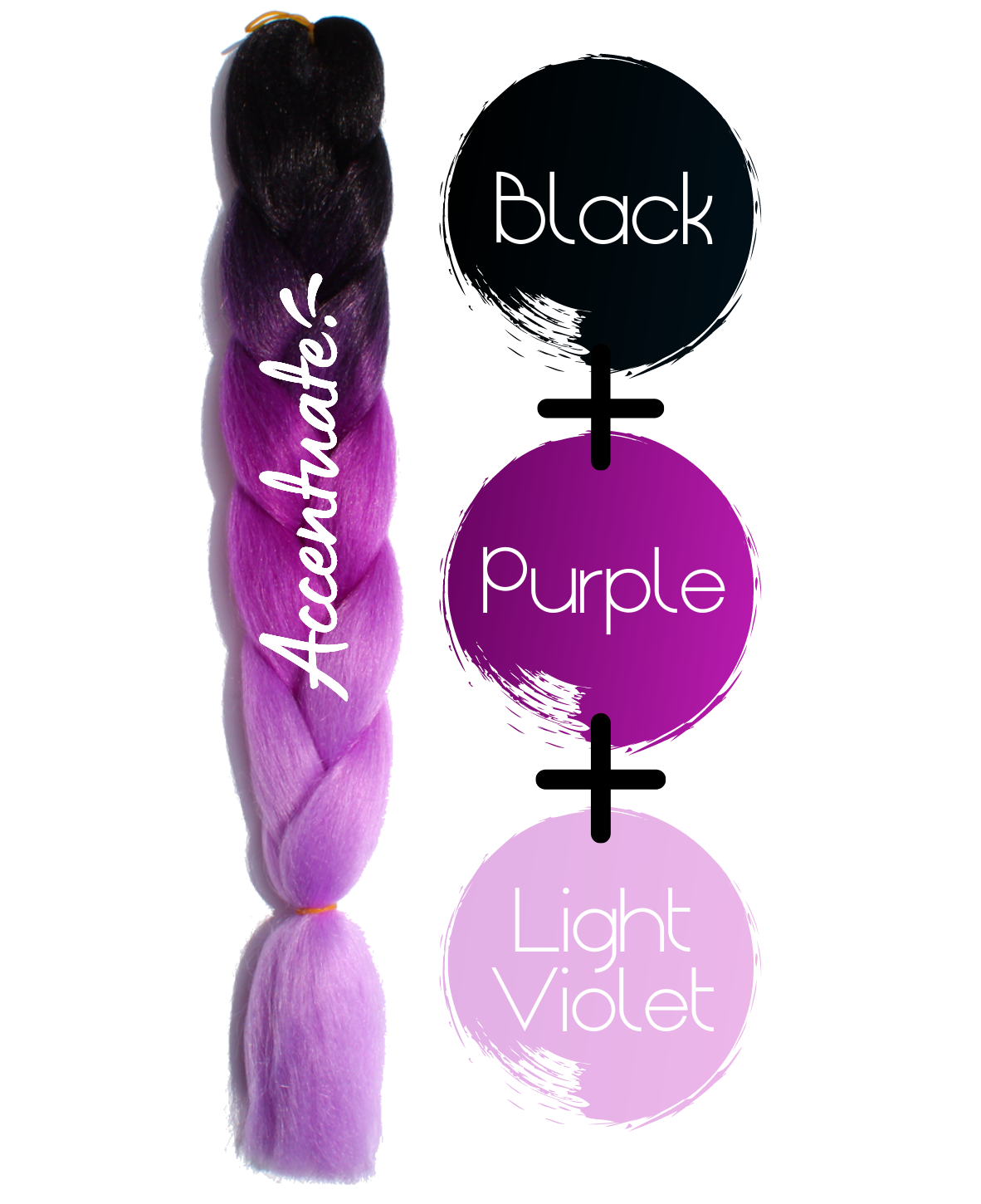 24" Black + Purple + Light Violet Ombré Jumbo Braid Hair Extension