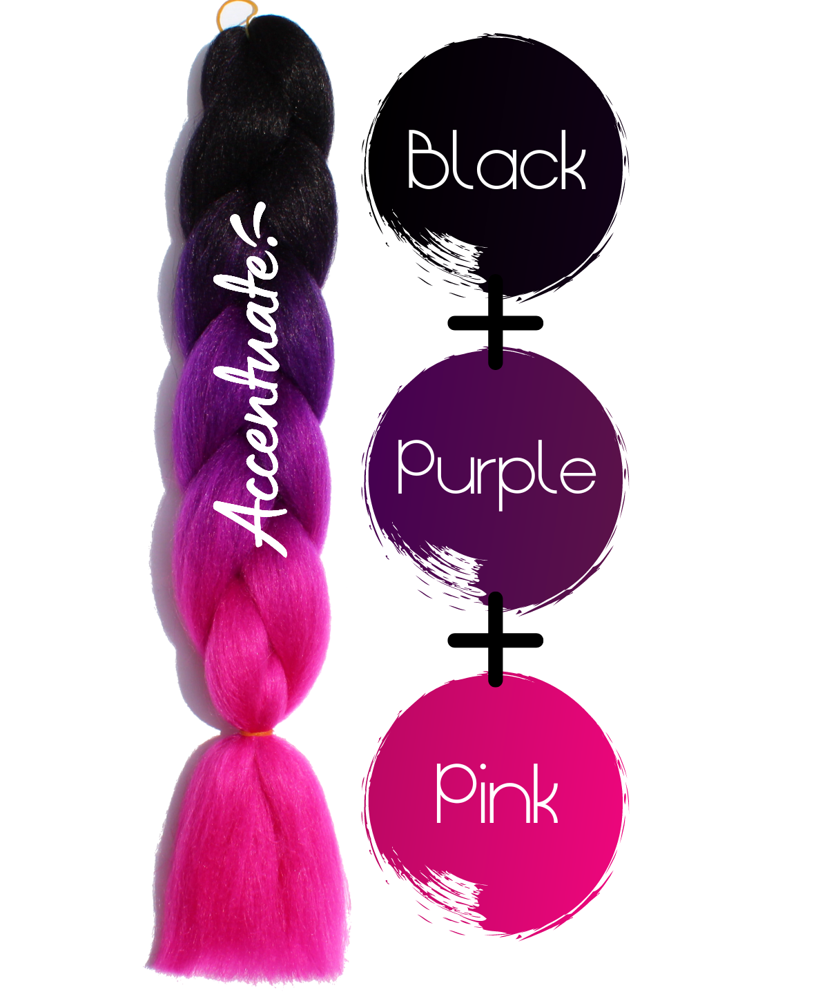 24" Black + Purple + Pink Ombré Jumbo Braid Hair Extension