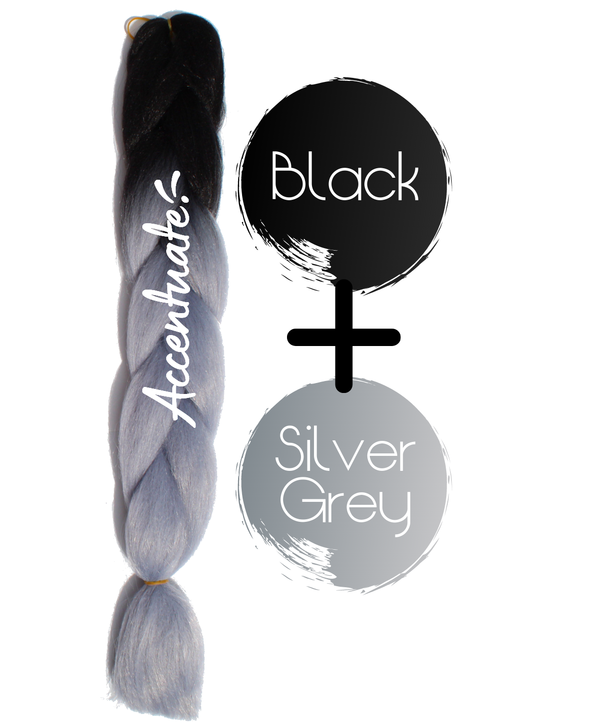 24" Black + Silver Grey Ombré Jumbo Braid Hair Extension