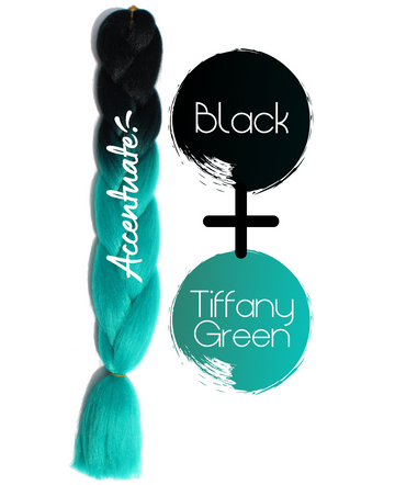 24" Black + Tiffany Green Ombré Jumbo Braid Hair Extension