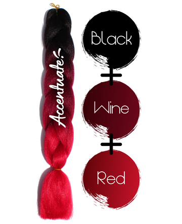 24" Black + Wine + Red Ombré Jumbo Braid Hair Extension