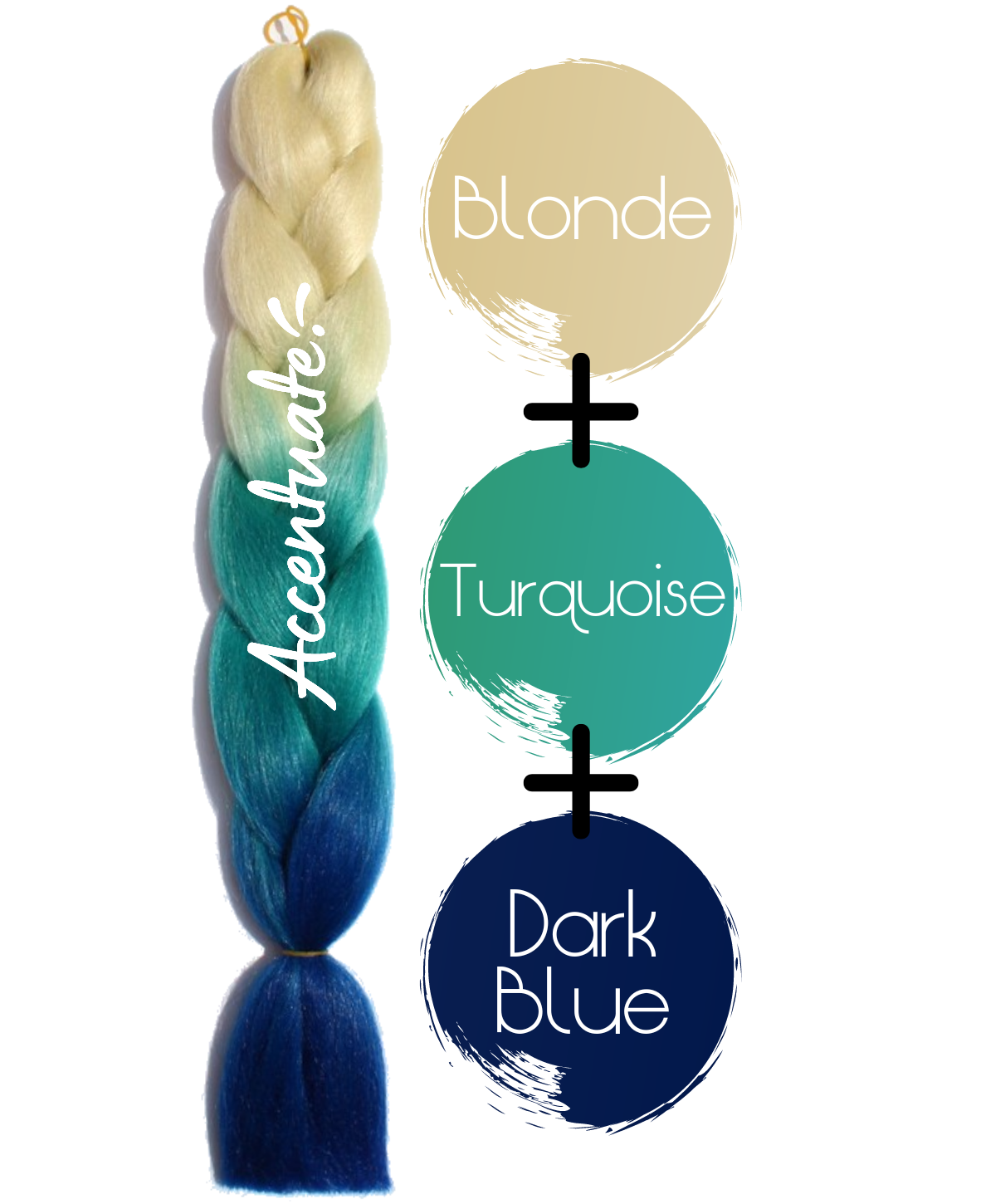 24" Blonde + Turquoise + Dark Blue Ombré Jumbo Braid Hair Extension