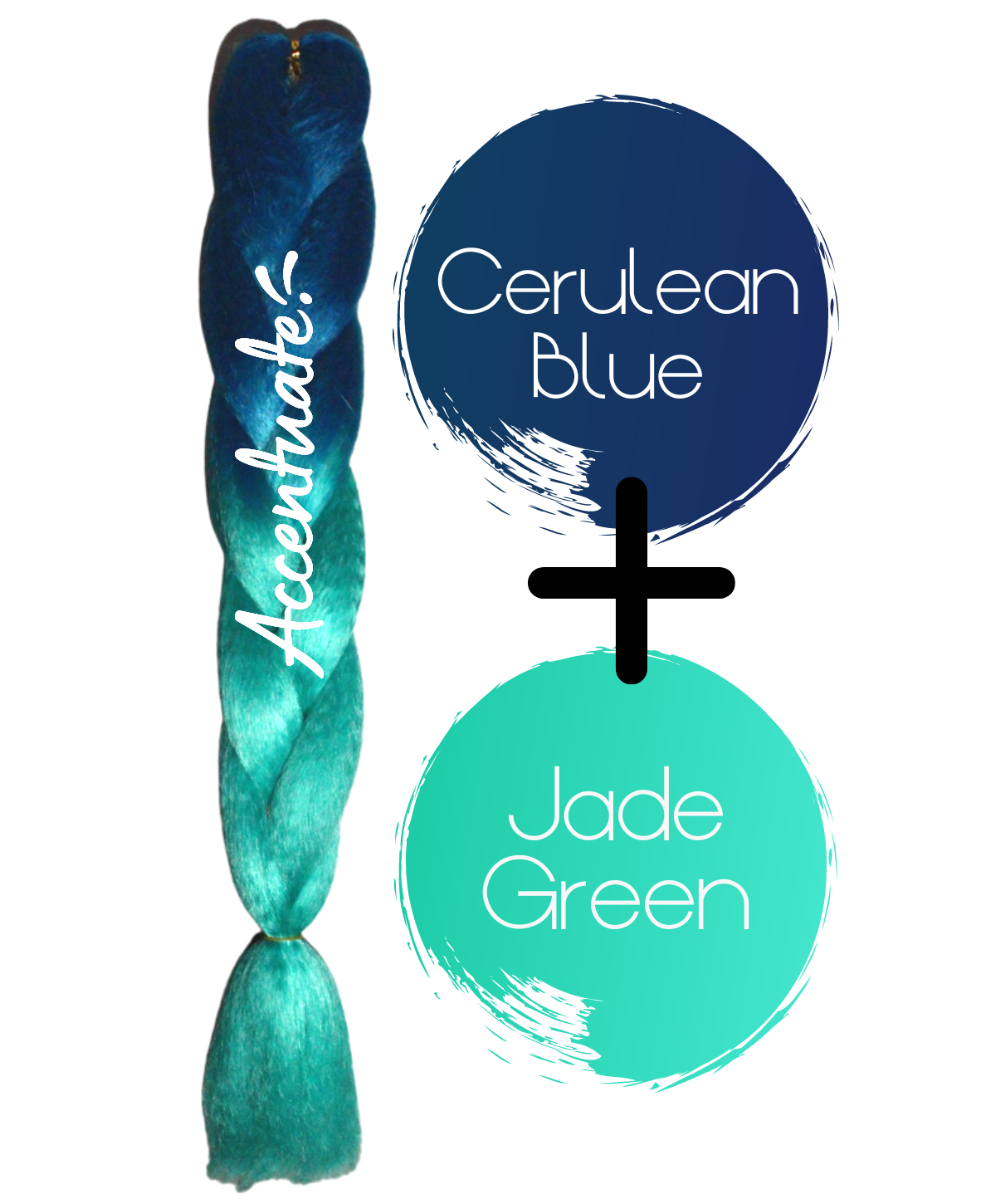 24" Cerulean Blue + Jade Green Ombré Jumbo Braid Hair Extension by Accentuate