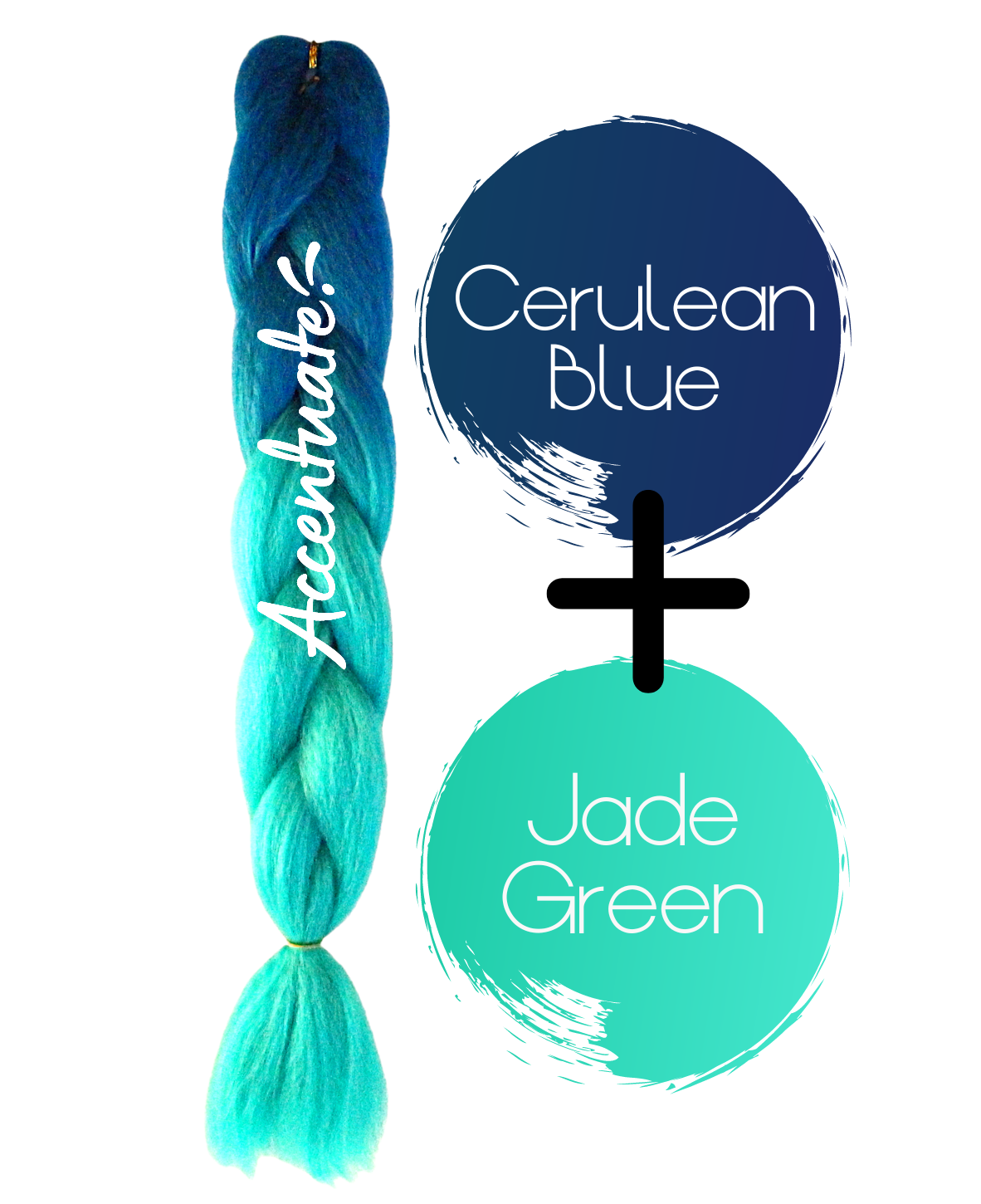 24" Cerulean Blue + Jade Green Ombré Jumbo Braid Hair Extension by Accentuate