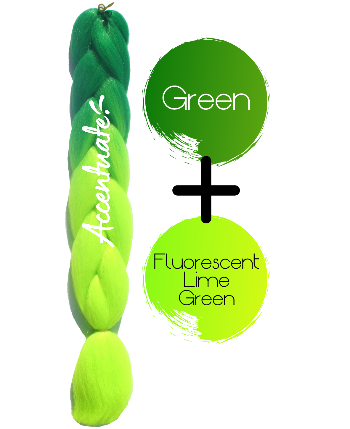 24" Green + Fluorescent Lime Green Ombré Jumbo Braid Hair Extension