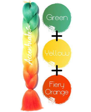 24" Green + Yellow + Fiery Orange Ombré Jumbo Braid Hair Extension