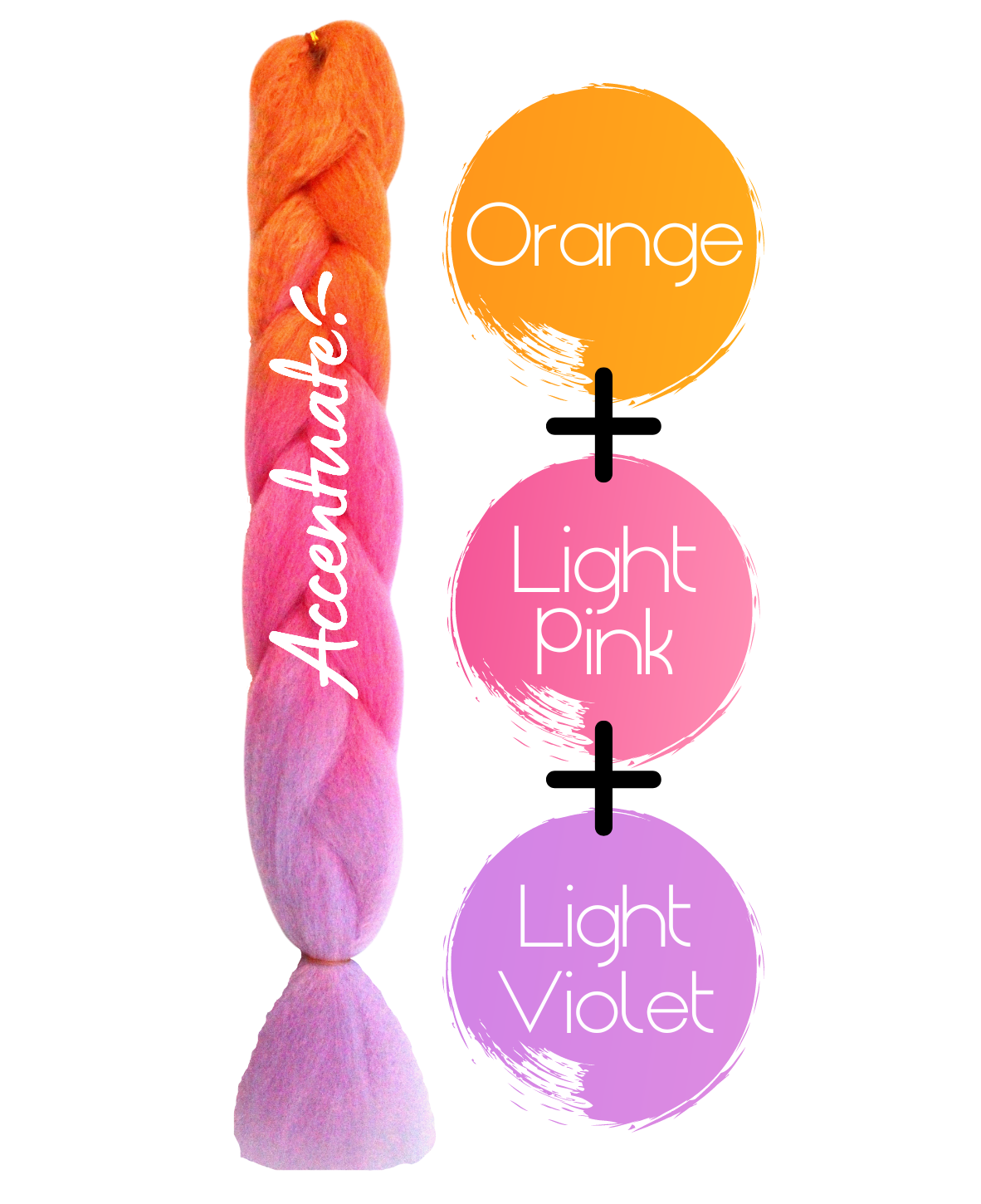 24" Orange + Flamingo Pink + Light Violet Ombré Jumbo Braid Hair Extension by Accentuate