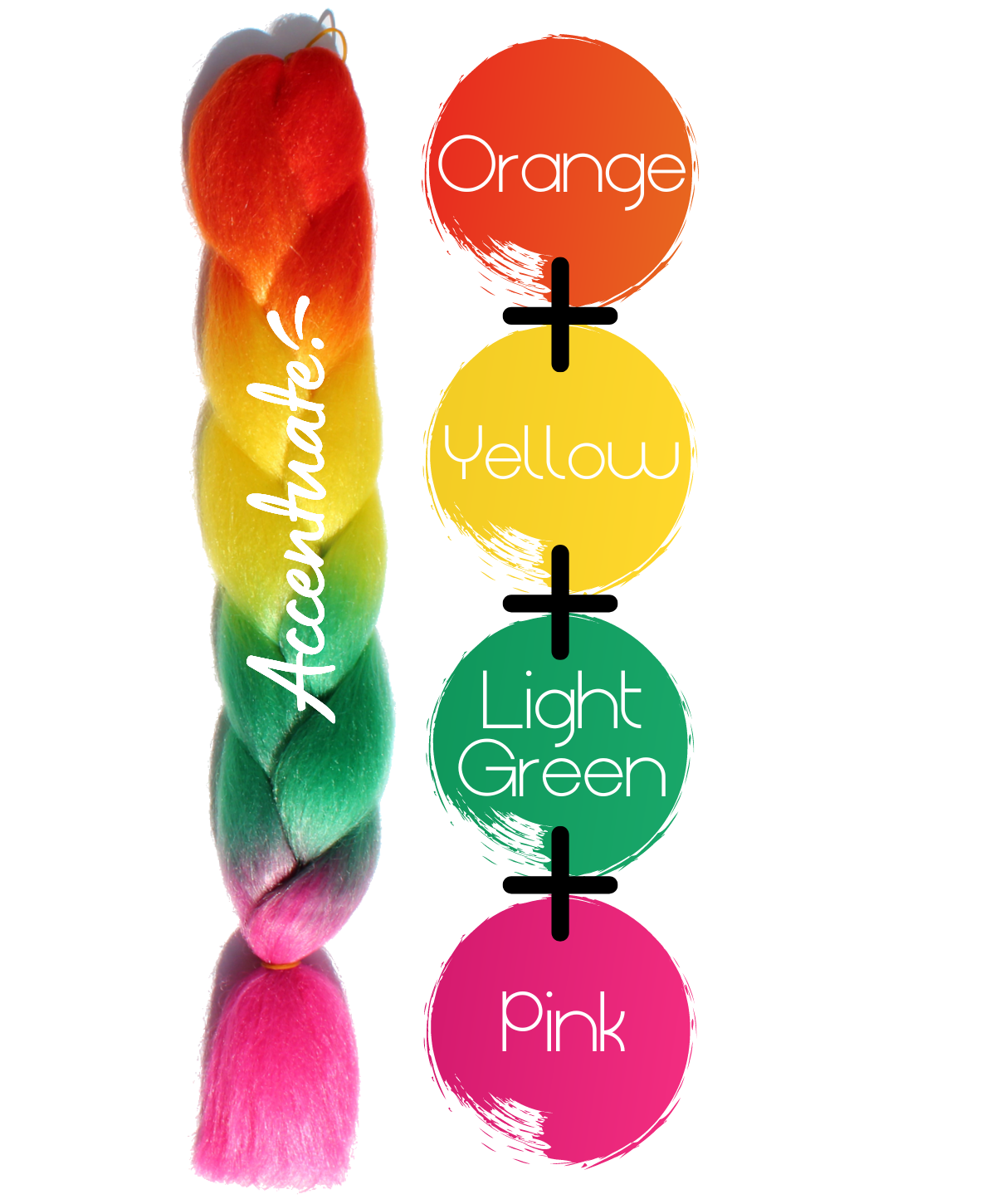 24" Orange + Yellow + Light Green + Pink Ombré Jumbo Braid Hair Extension