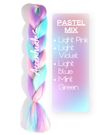 24" Pastel Mix Jumbo Braid Hair Extension by Accentuate