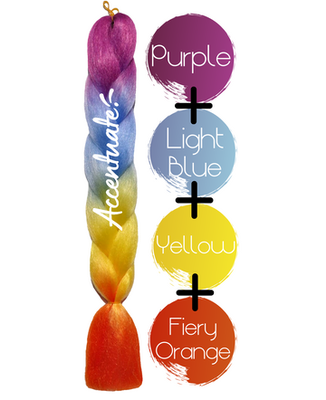 24" Purple + Light Blue + Yellow + Fiery Orange Ombré Jumbo Braid Hair Extension