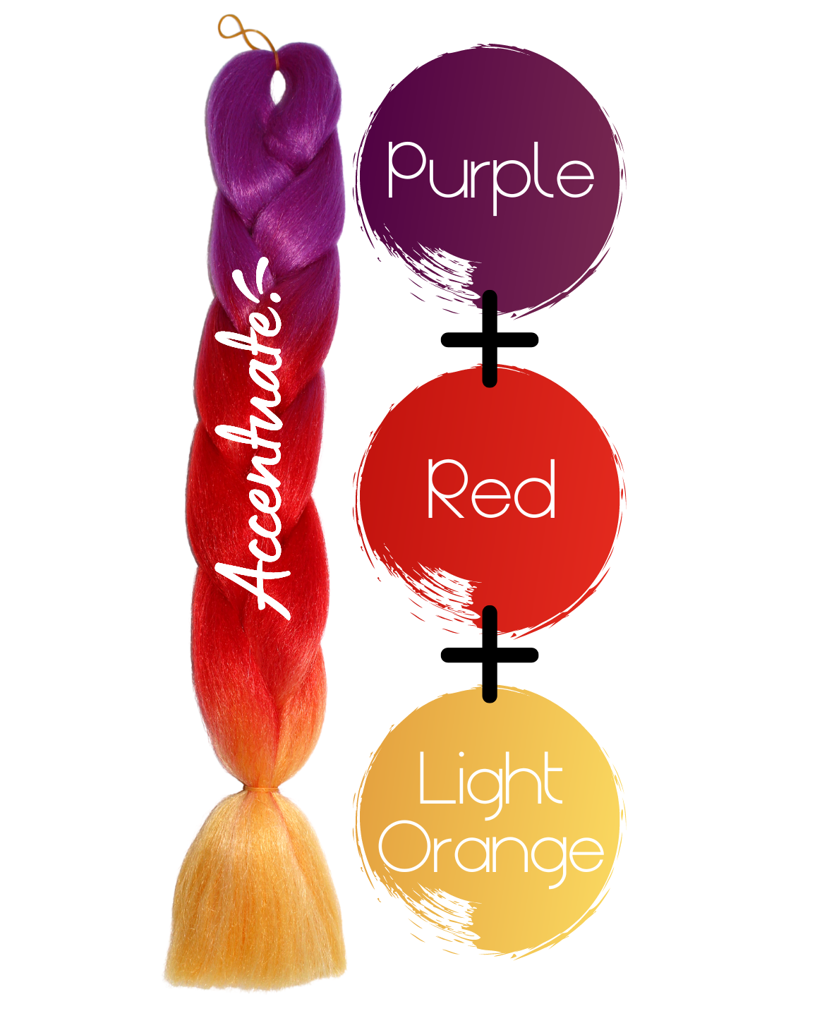 24" Purple + Red + Light Orange Ombré Jumbo Braid Hair Extension by Accentuate